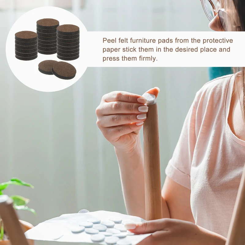 24Pcs Furniture Sliders 1.25" Self Adhesive Felt Furniture Pads Brown