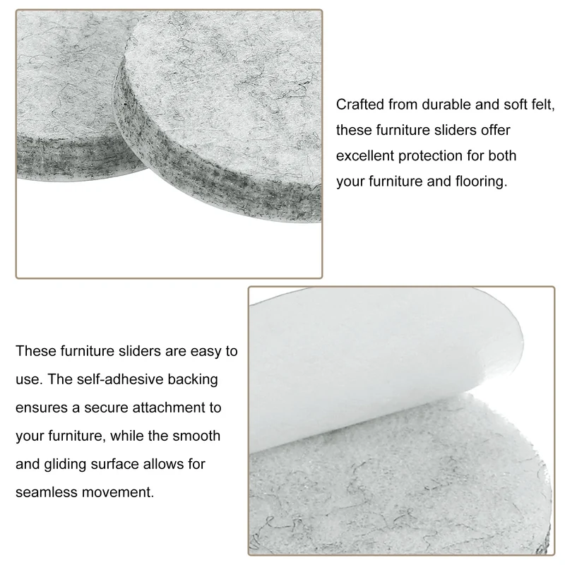 Furniture Sliders, 24Pcs 1.25" - Self Adhesive Felt Furniture Pads (Gray)