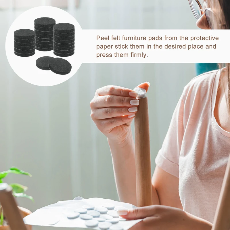 24Pcs Furniture Sliders 1.25" Self Adhesive Felt Furniture Pads Black