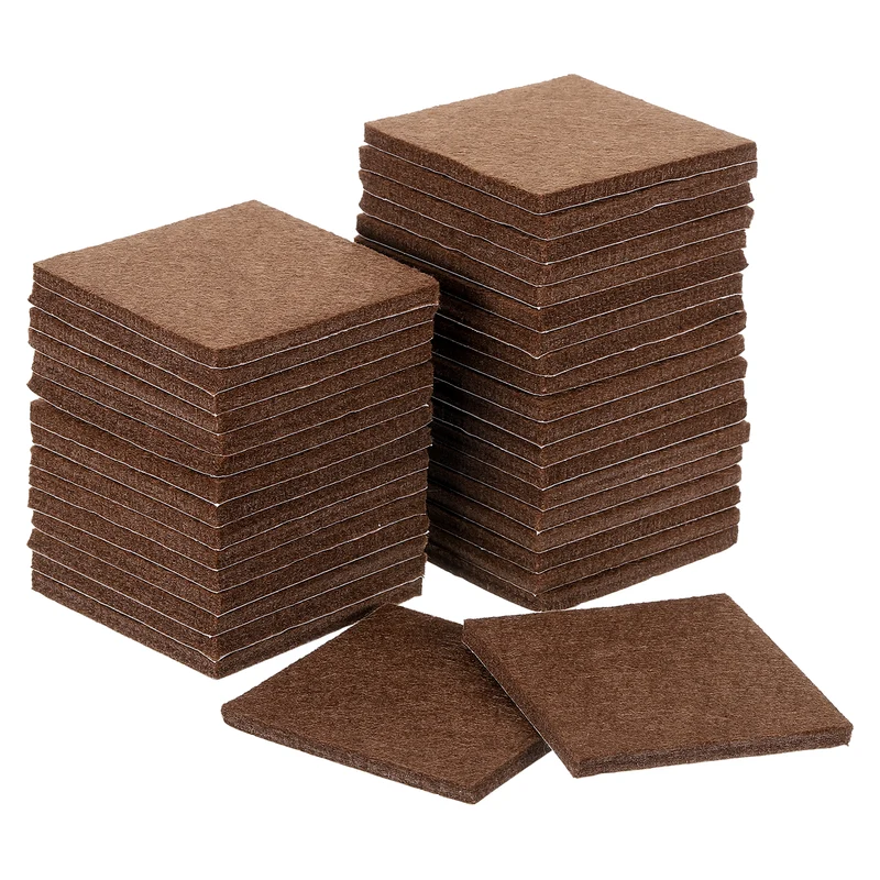 Furniture Pads, 36Pcs 2.5" Square Self Adhesive Felt Furniture Pads (Brown)