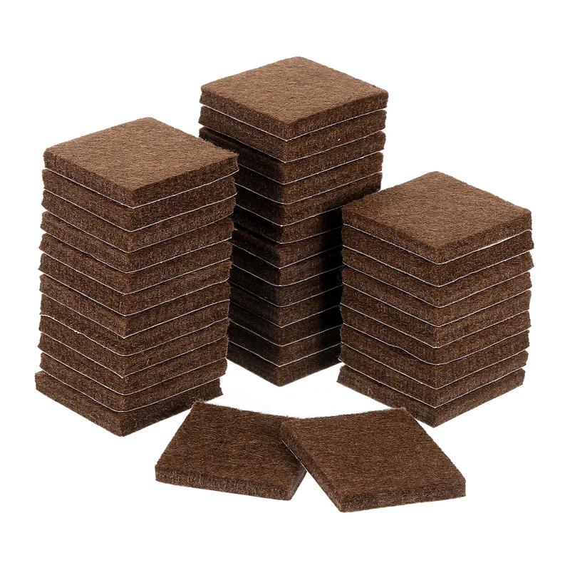 36Pcs Furniture Pads 1.25" Square Self Adhesive Felt Furniture Pads Brown