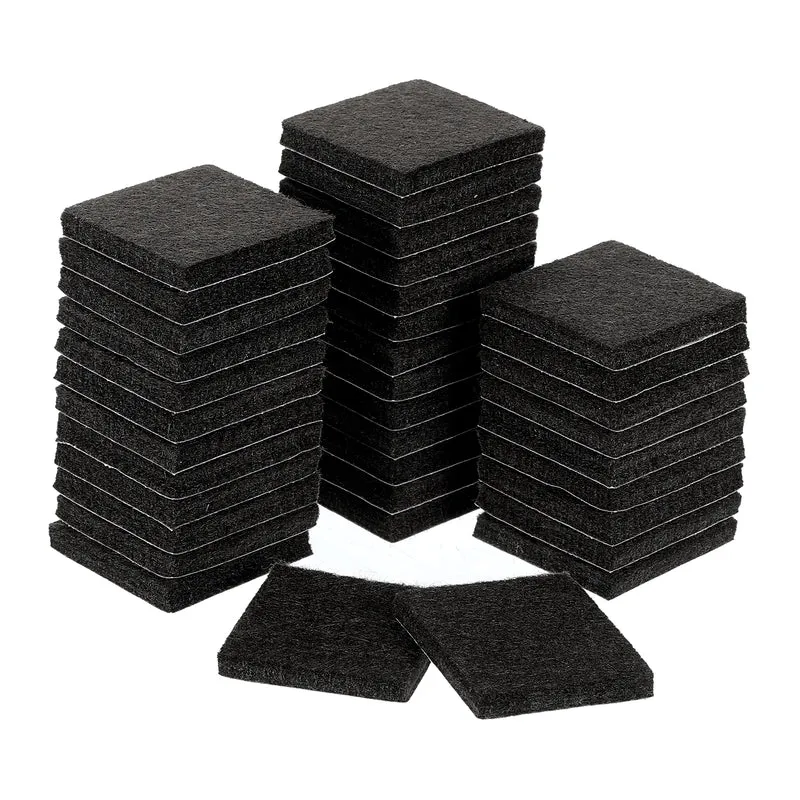 36Pcs Furniture Pads 1.25" Square Self Adhesive Felt Furniture Pads Black
