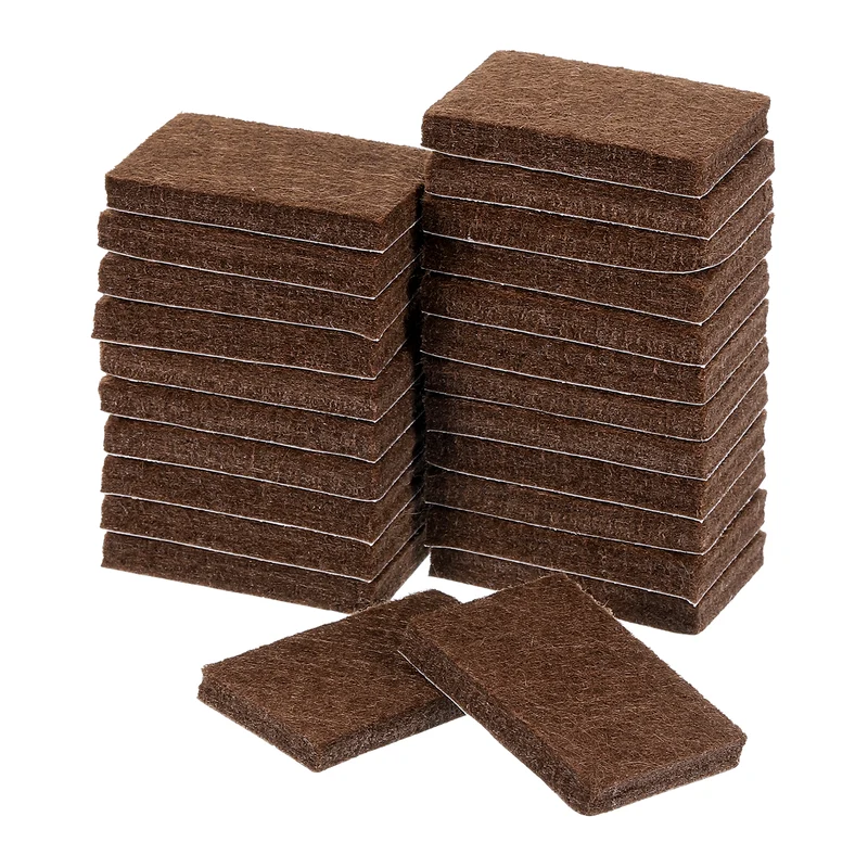 24Pcs 1.4"x0.9" Rectangle Self Adhesive Felt Furniture Pads (Brown)