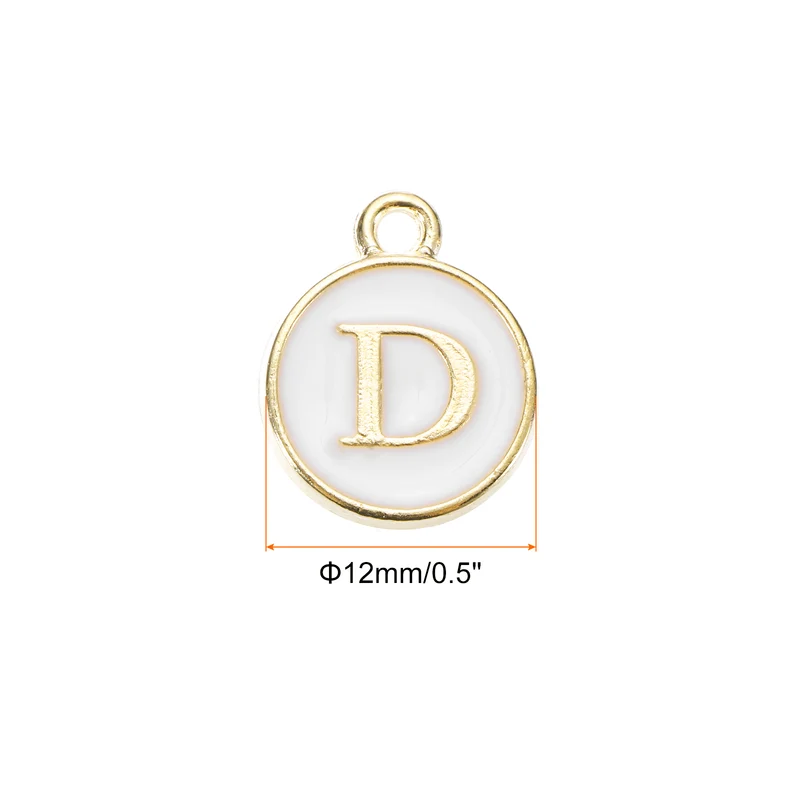 Alphabet D Letter Charm Double Sided Enamel Alphabet Pendant White 20 Pcs