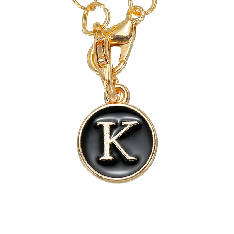 Letter Charm Accessories for Stanley Tumbler Cup, Round Letter K, Black