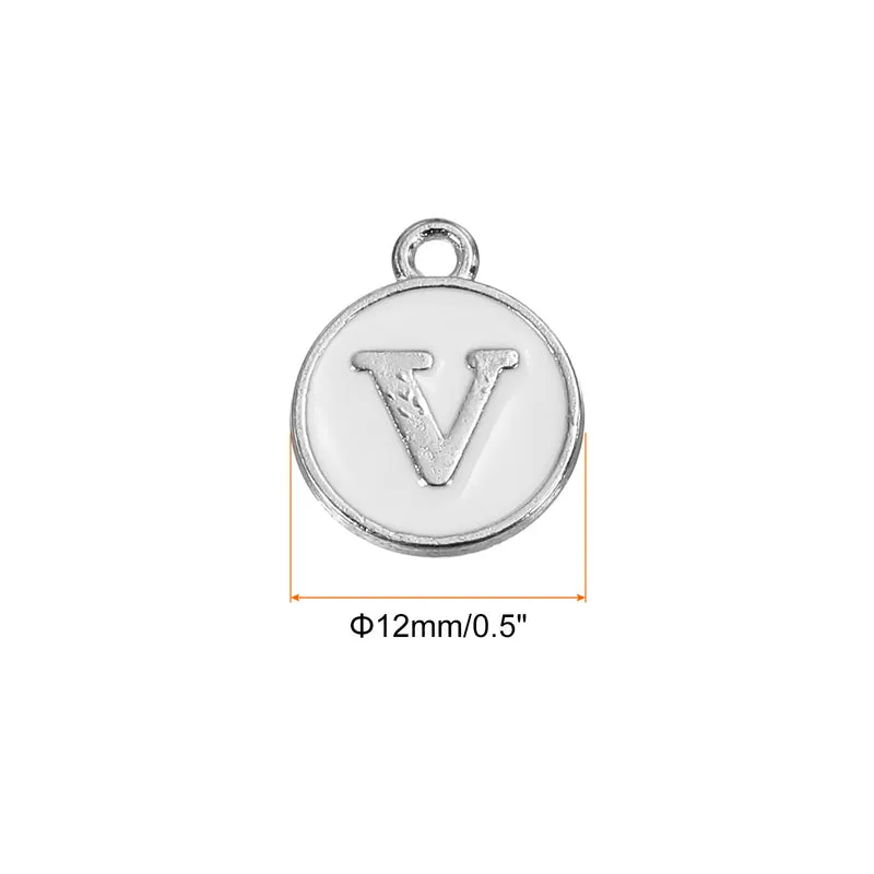 50 Pcs Alphabet V Enamel Letter Charm Enamel Initial Charm White