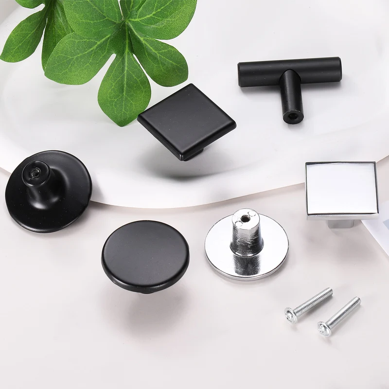 4Pcs Cabinet Knobs, 1.46" Single Hole Round Drawer Knob with Screws, Silver
