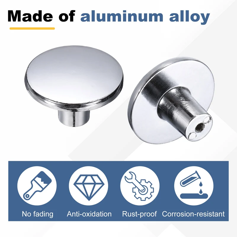 6Pcs Cabinet Knobs, 1.44" Single Hole Round Drawer Knob with Screws, Silver