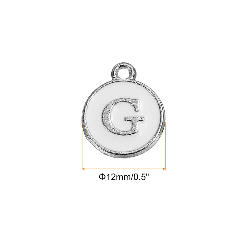 50 Pcs Alphabet G Enamel Letter Charm Enamel Initial Charm White