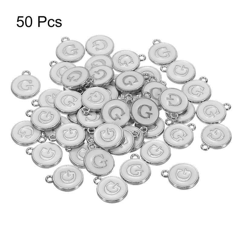 50 Pcs Alphabet G Enamel Letter Charm Enamel Initial Charm White
