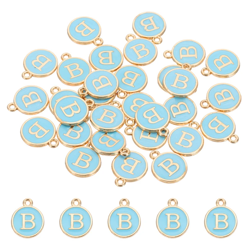 Letter Charm, 30 Pcs Capital Initial Alphabet B Letter Charm for Bracelet, Blue