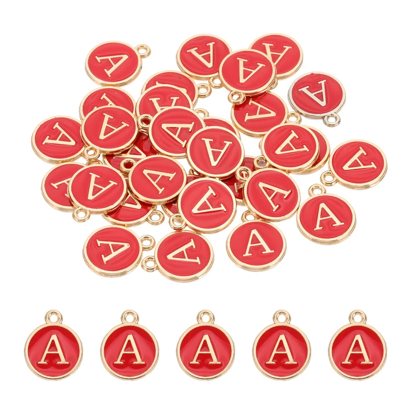 Letter Charm, 30 Pcs Capital Initial Alphabet A Letter Charm for Bracelet, Red