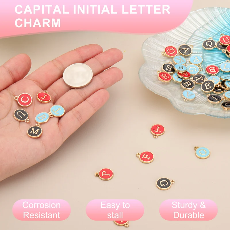Letter Charm, 30 Pcs Capital Initial Alphabet A Letter Charm for Bracelet, Red