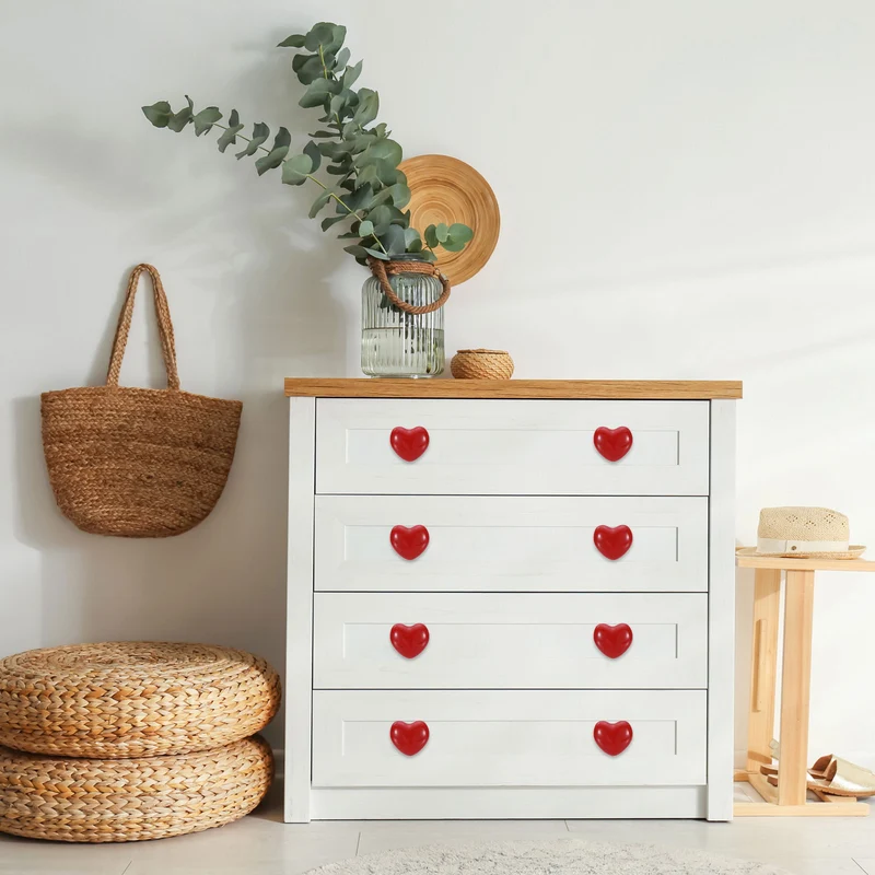 2 Pack Heart-Shaped Ceramic Drawer Knobs White/Silver Dresser Pulls Handles