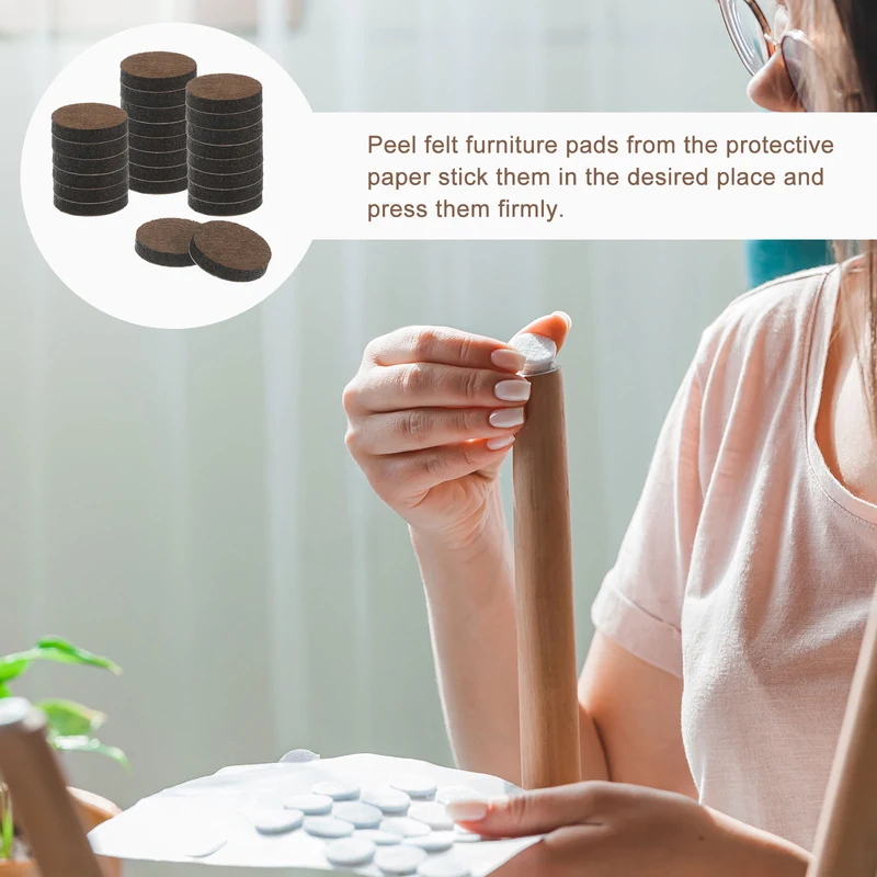 Furniture Sliders, 24Pcs 1" - Self Adhesive Felt Furniture Pads (Brown)