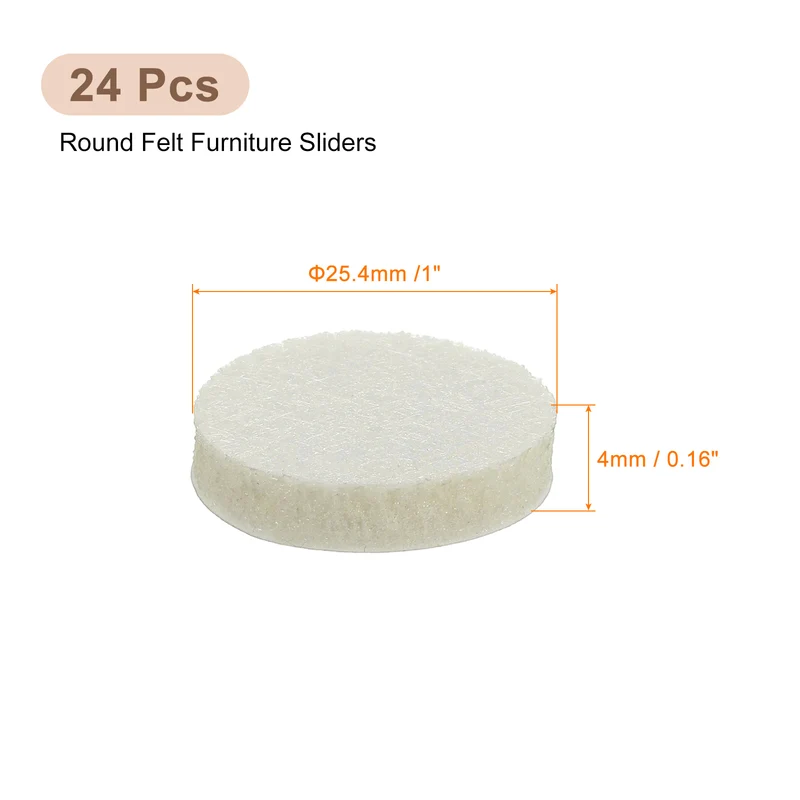 Furniture Sliders, 24Pcs 1" - Self Adhesive Felt Furniture Pads (Beige)