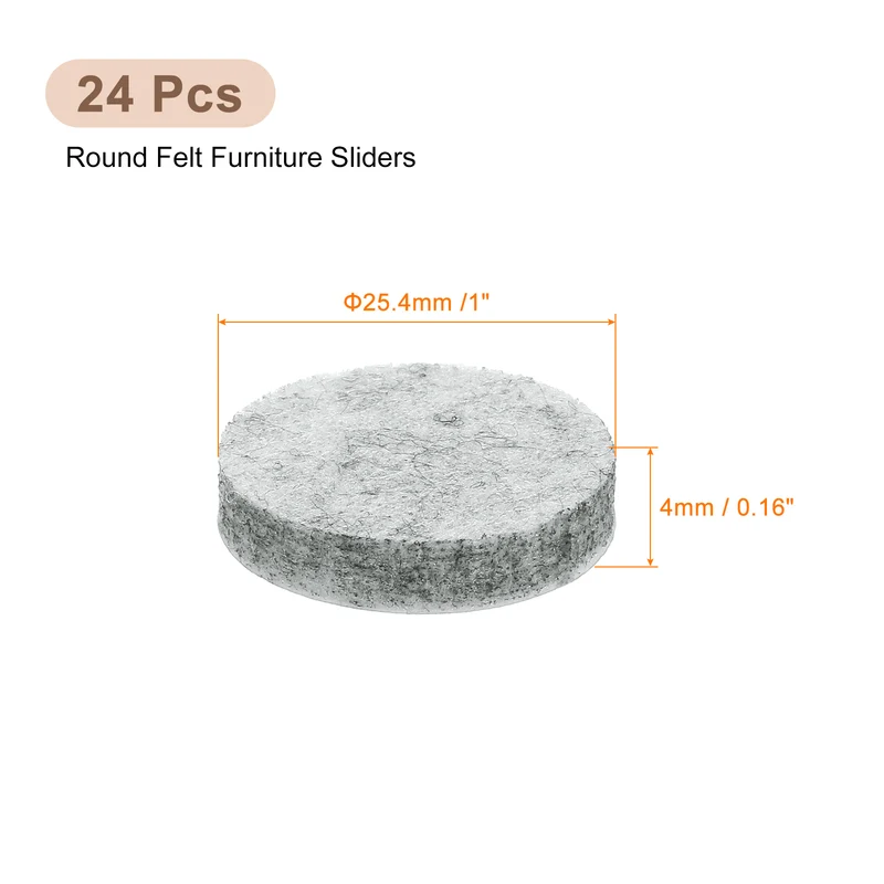 Furniture Sliders, 24Pcs 1" - Self Adhesive Felt Furniture Pads (Gray)