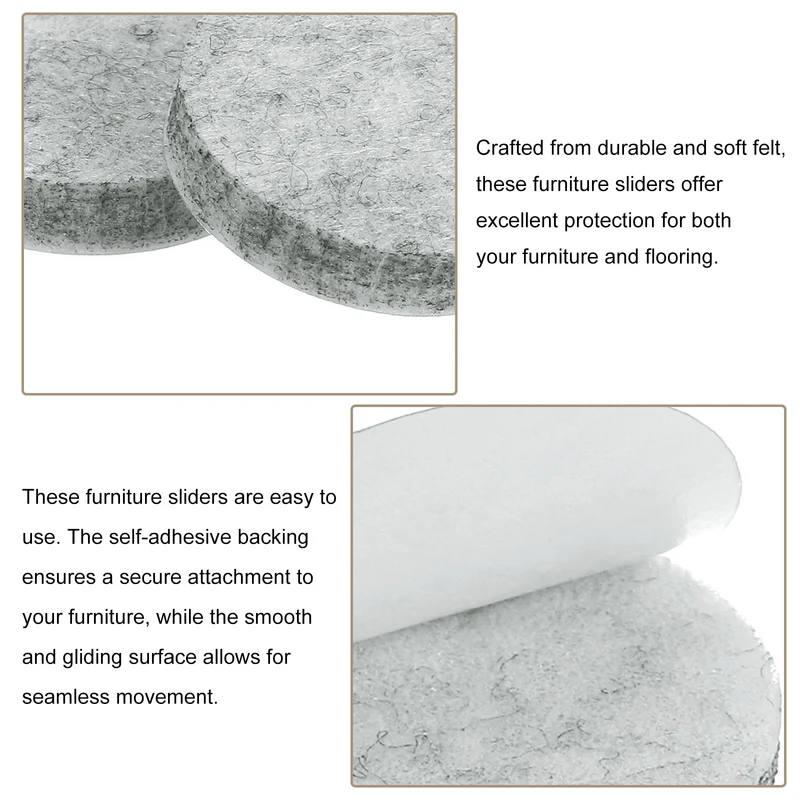 Furniture Sliders, 24Pcs 1" - Self Adhesive Felt Furniture Pads (Gray)