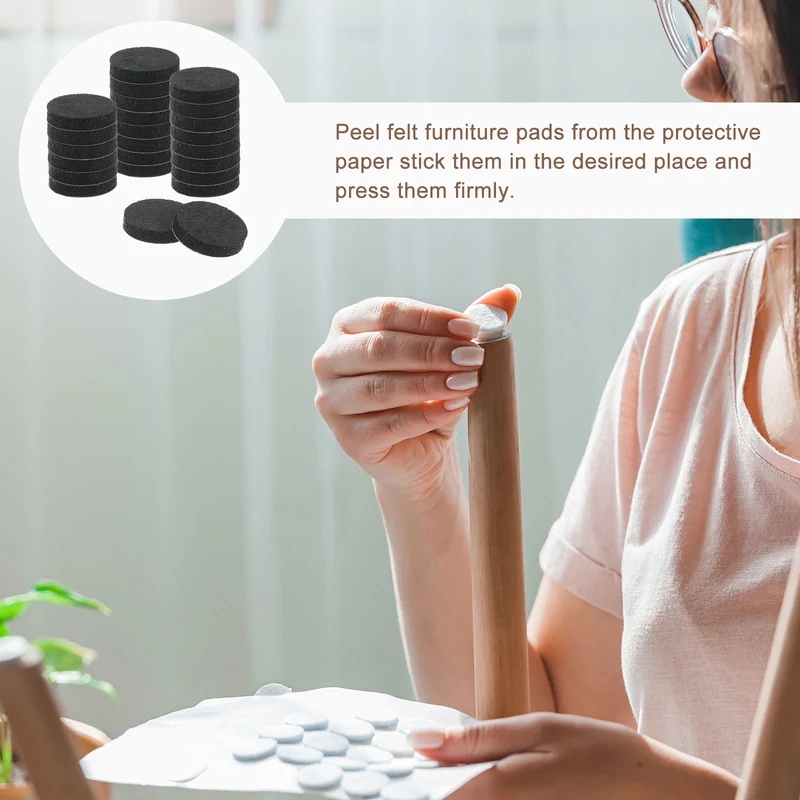 Furniture Sliders, 24Pcs 1" - Self Adhesive Felt Furniture Pads (Black)