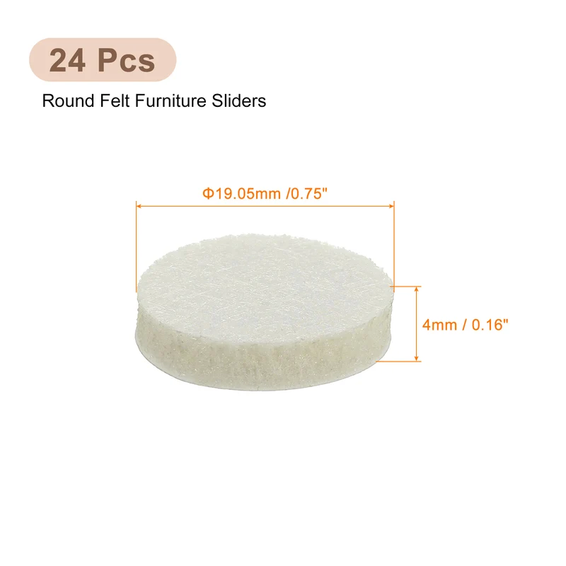 Furniture Sliders, 24Pcs 0.75" - Self Adhesive Felt Furniture Pads (Beige)