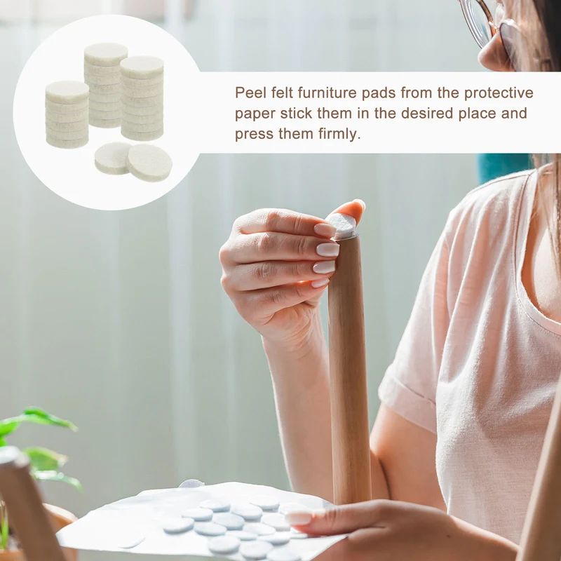 Furniture Sliders, 24Pcs 0.75" - Self Adhesive Felt Furniture Pads (Beige)
