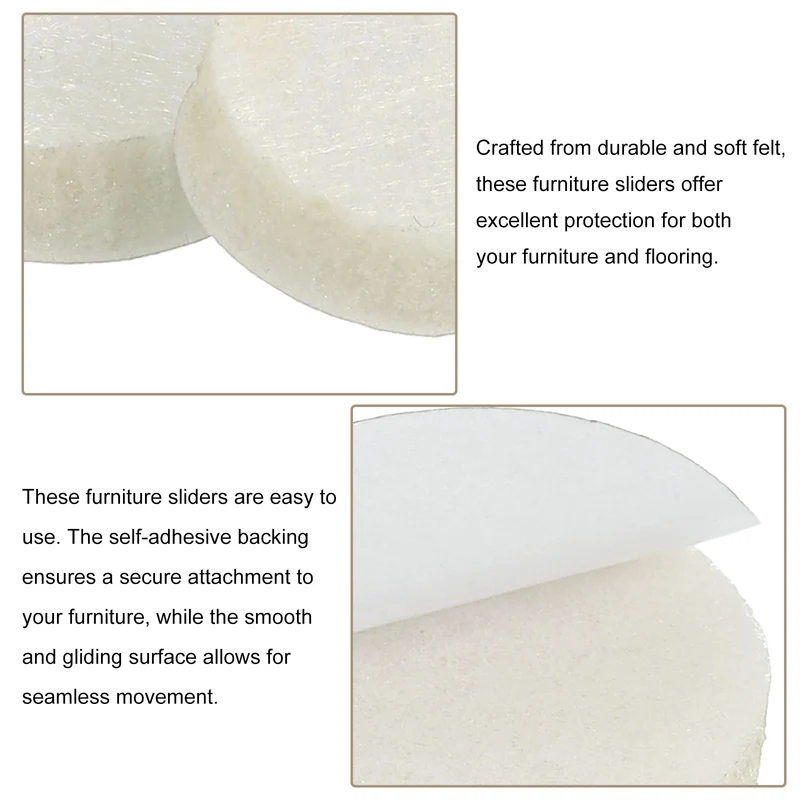 Furniture Sliders, 24Pcs 0.6" - Self Adhesive Felt Furniture Pads (Beige)