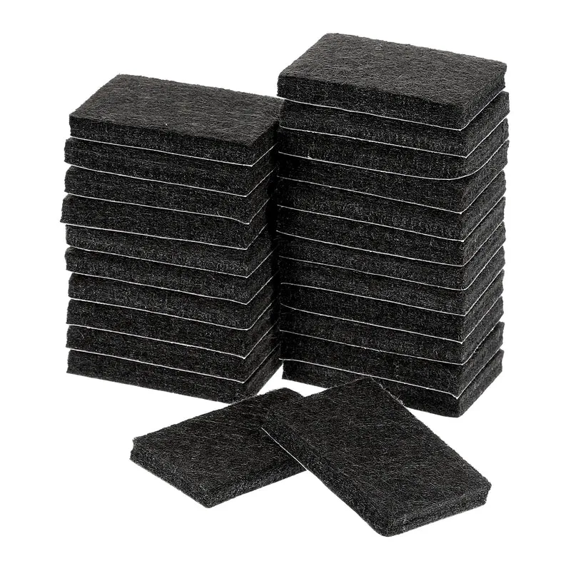 24Pcs 1.4"x0.9" Rectangle Self Adhesive Felt Furniture Pads Black