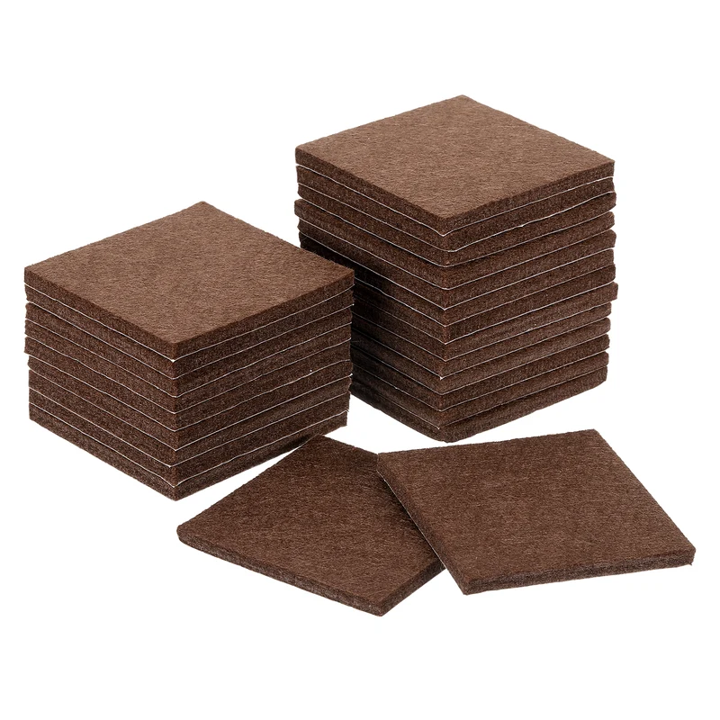 Furniture Pads, 24Pcs 2.5" Square Self Adhesive Felt Furniture Pads (Brown)