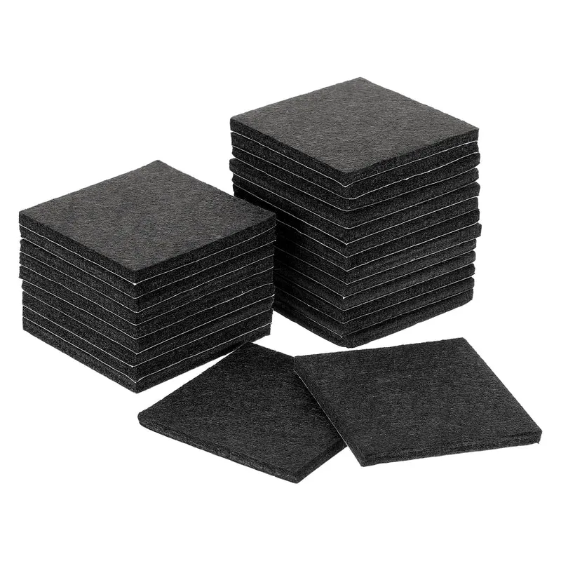 Furniture Pads, 24Pcs 2.5" Square Self Adhesive Felt Furniture Pads (Black)