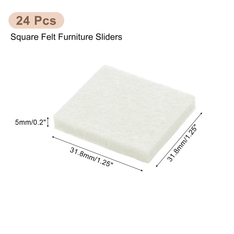 Furniture Pads, 24Pcs 1.25" Square Self Adhesive Felt Furniture Pads (Beige)