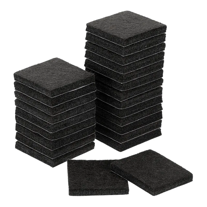 Furniture Pads, 24Pcs 1.25" Square Self Adhesive Felt Furniture Pads (Black)