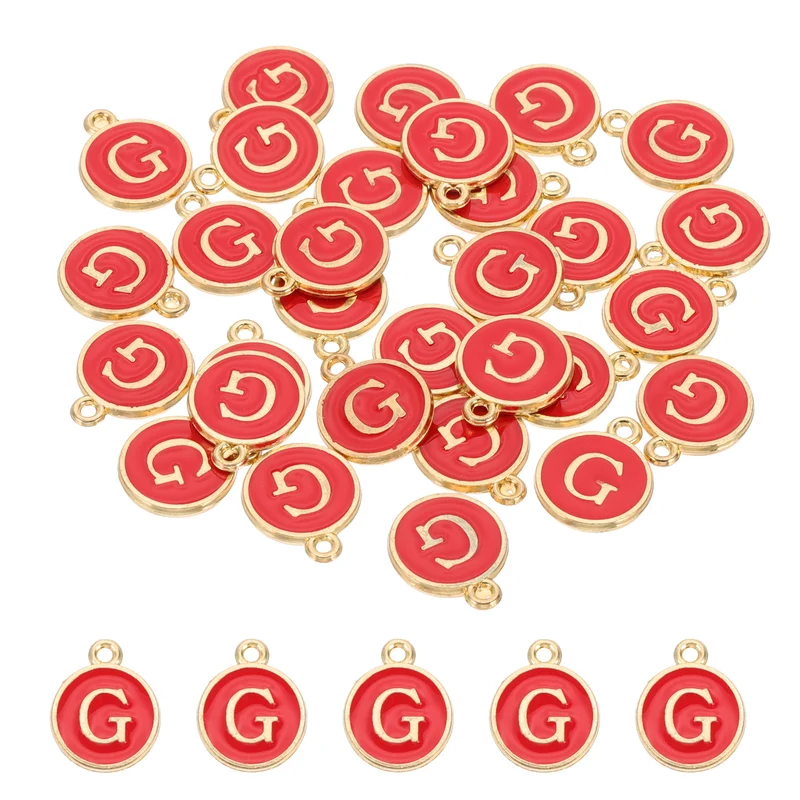 Letter Charm, 30 Pcs Capital Initial Alphabet G Letter Charm for Bracelet, Red