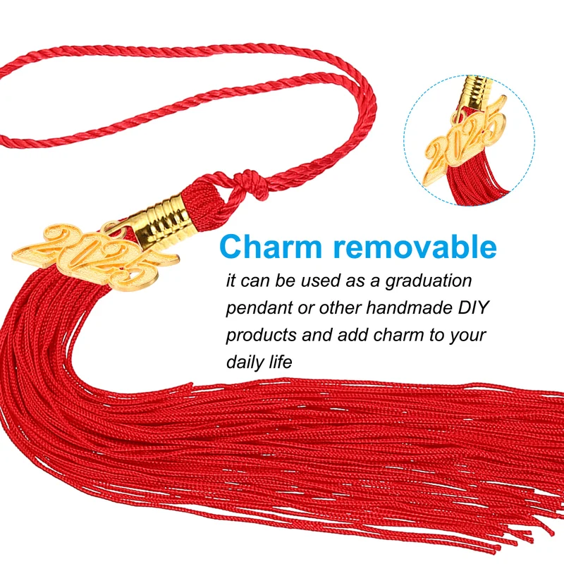 2025 Graduation Tassel Charm, 12 Pcs Alloy 2025 Year Large Letter Charm, Gold