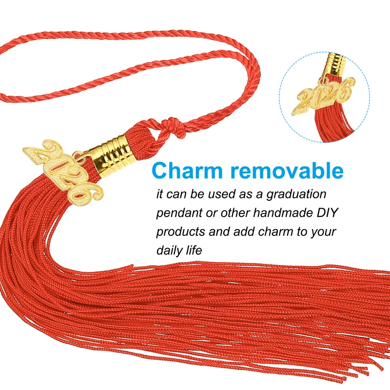 2026 Graduation Tassel Charm, 12 Pcs Alloy Year Medium Letter Charm, Gold
