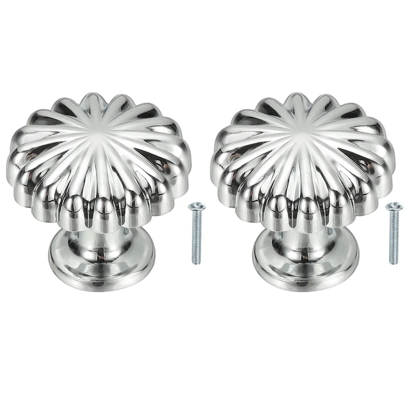 2Pcs Cabinet Knobs 1 Inch Pumpkin Dresser Knobs Cabinet Handles Bright Silver