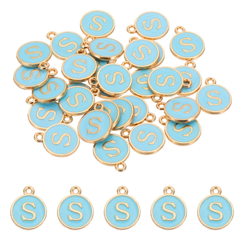 Letter Charm, 30 Pcs Capital Initial Alphabet S Letter Charm for Bracelet, Blue