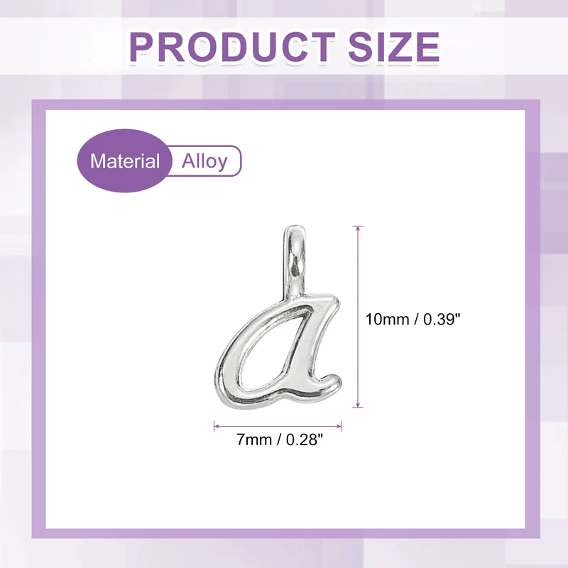 100Pcs A-Z Alphabet Charm, Metal Alphabet A Letter Charm Initial Charm, Silver