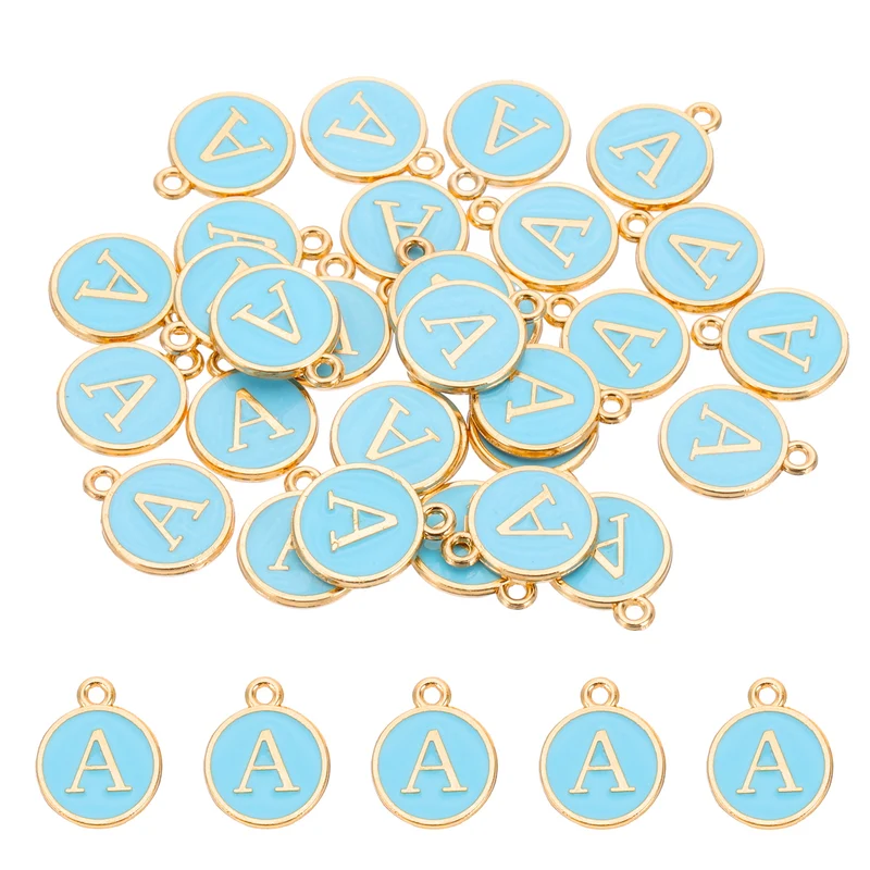 Letter Charm, 30 Pcs Capital Initial Alphabet A Letter Charm for Bracelet, Blue