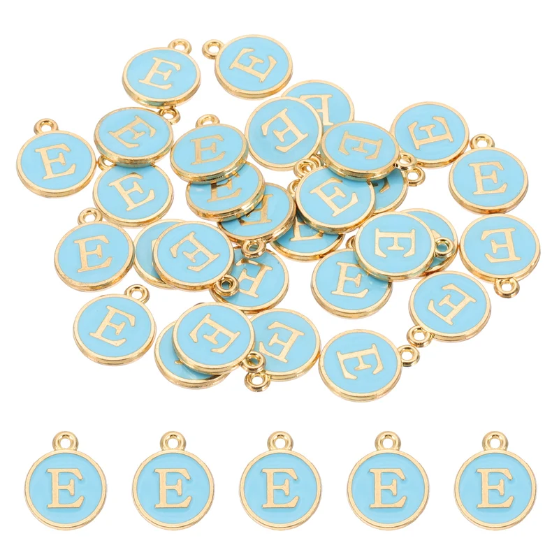 Letter Charm, 30 Pcs Capital Initial Alphabet E Letter Charm for Bracelet, Blue