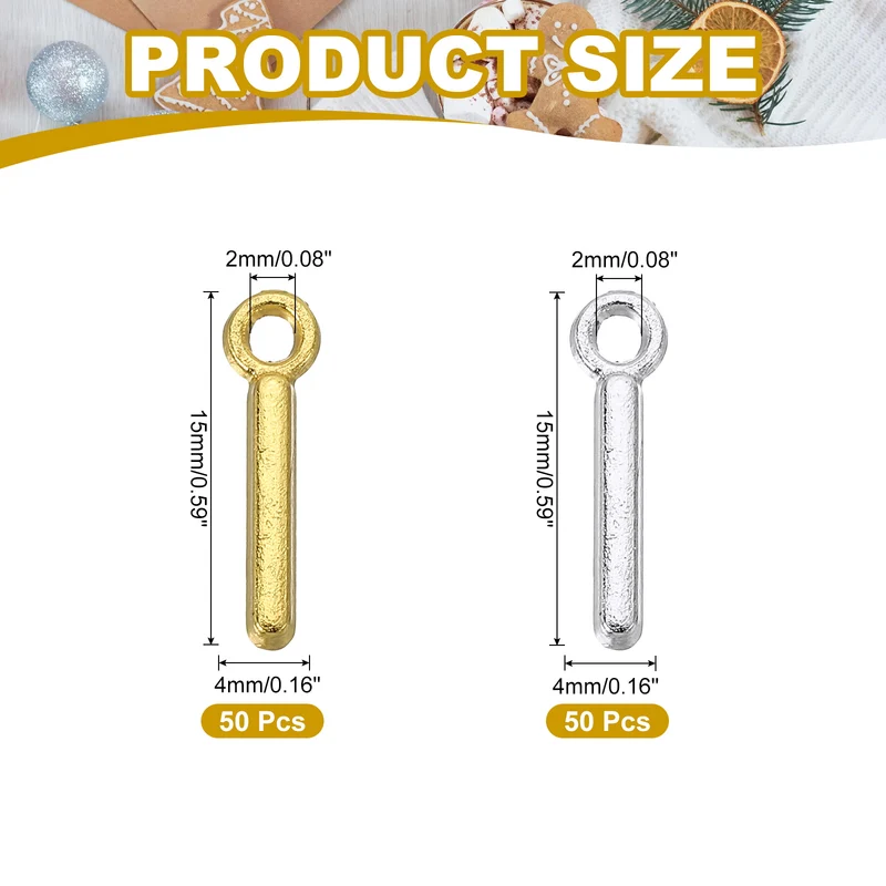 0.2" Letter Charm A-Z for Jewelry Making - I (100 Pack, Dark Silver/Gold)