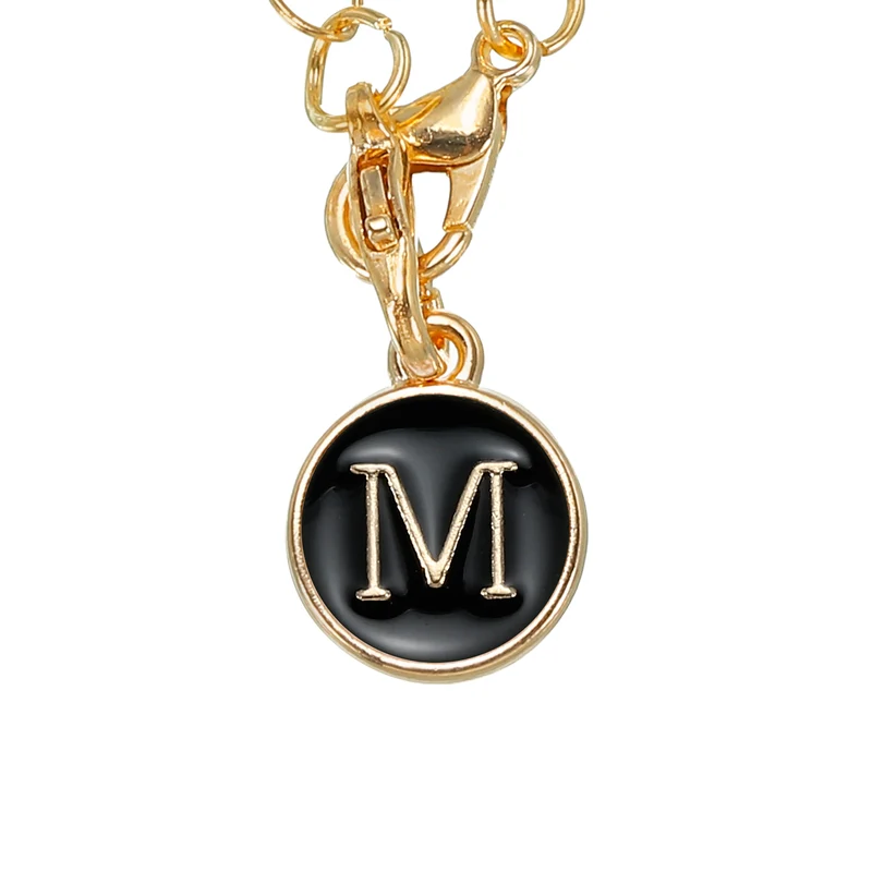Letter Charm Accessories for Stanley Tumbler Cup, Round Letter M Black