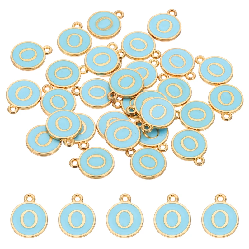 Letter Charm, 30 Pcs Capital Initial Alphabet O Letter Charm for Bracelet, Blue