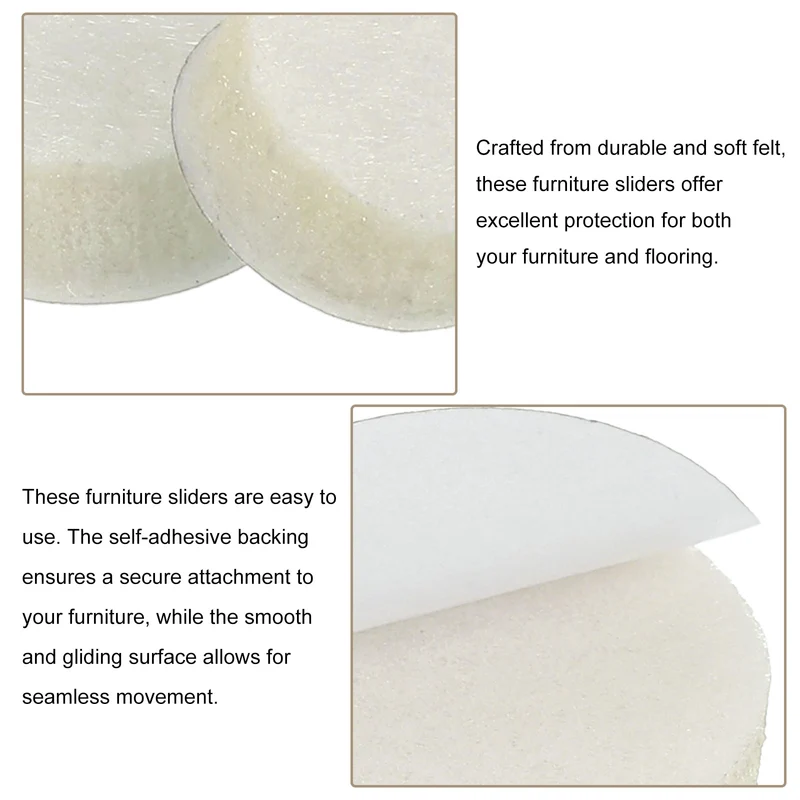 Furniture Sliders, 24Pcs 0.5" - Self Adhesive Felt Furniture Pads (Beige)