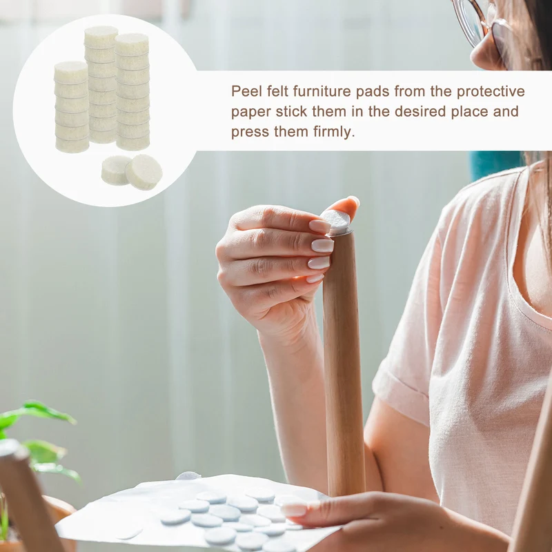 Furniture Sliders, 24Pcs 0.5" - Self Adhesive Felt Furniture Pads (Beige)
