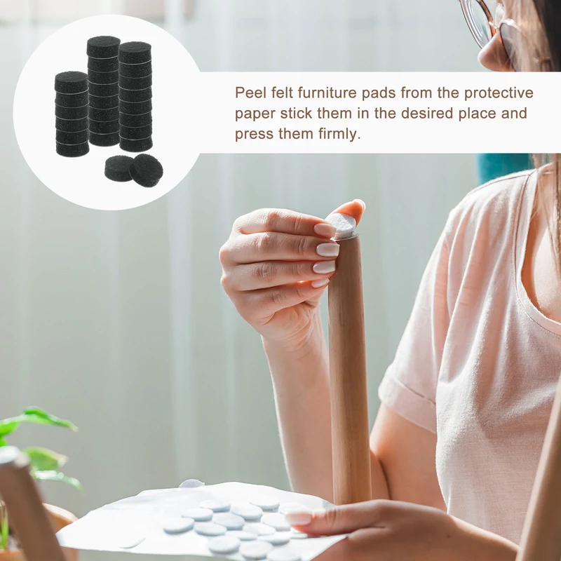 24Pcs Furniture Sliders 0.5" Self Adhesive Felt Furniture Pads Black