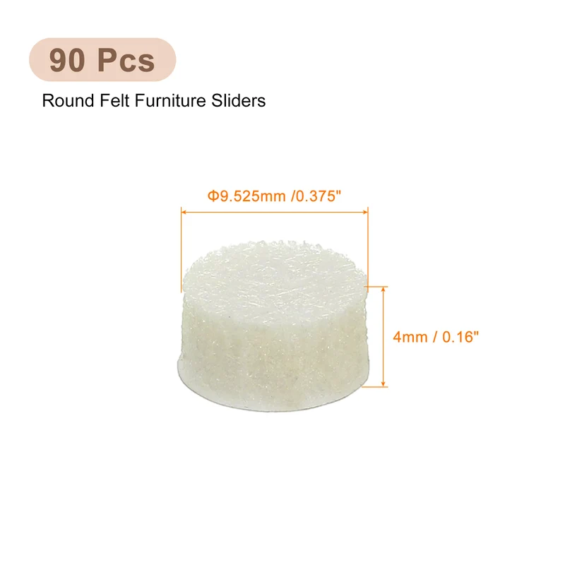 Furniture Sliders, 90Pcs 0.375" - Self Adhesive Felt Furniture Pads (Beige)