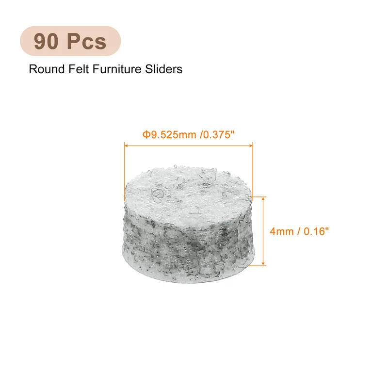Furniture Sliders, 90Pcs 0.375" - Self Adhesive Felt Furniture Pads (Gray)