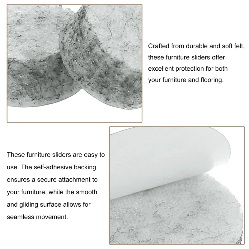 Furniture Sliders, 90Pcs 0.375" - Self Adhesive Felt Furniture Pads (Gray)