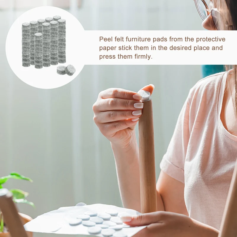 Furniture Sliders, 90Pcs 0.375" - Self Adhesive Felt Furniture Pads (Gray)