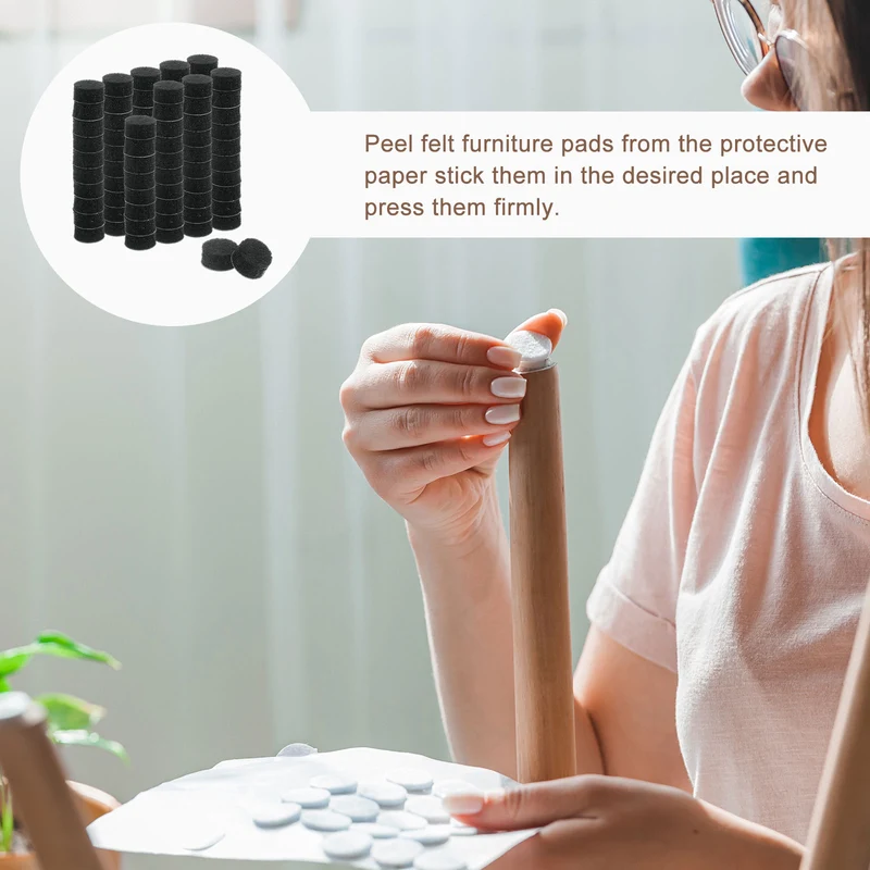 Furniture Sliders, 90Pcs 0.375" - Self Adhesive Felt Furniture Pads (Black)